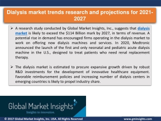 Dialysis market growth outlook with industry review and forecasts 2021-2027