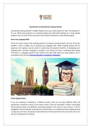 Top Reasons to Study Abroad- Keyway Abroad