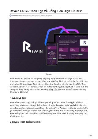 Revain Là Gì? Toàn Tập Về Đồng Tiền Điện Tử REV