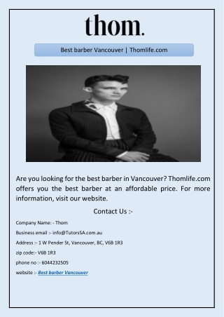 Best barber Vancouver | Thomlife.com