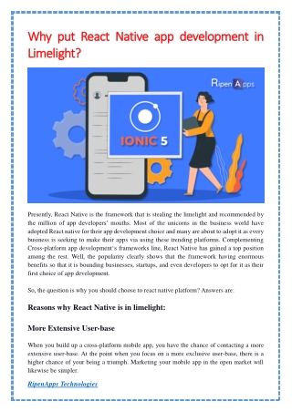 Why put React Native app development in Limelight