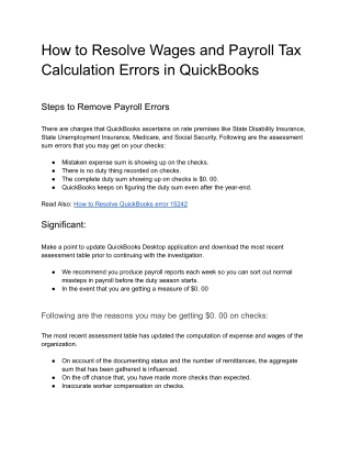 How to Resolve Wages and Payroll Tax Calculation Errors in QuickBooks