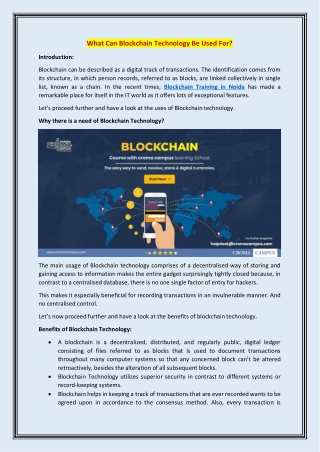 What Can Blockchain Technology Be Used For?