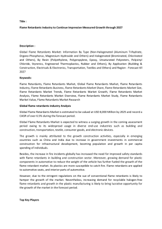 Flame Retardants Market Analysis.docx