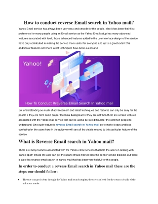 How to conduct reverse Email search in Yahoo mail?