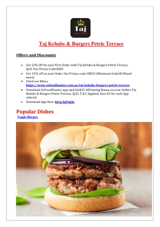 15% off - Taj Kebabs & Burgers Takeaway Petrie Terrace, QLD