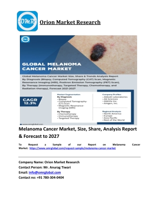 Melanoma Cancer Market Trends, Size, Competitive Analysis and Forecast 2021-2027
