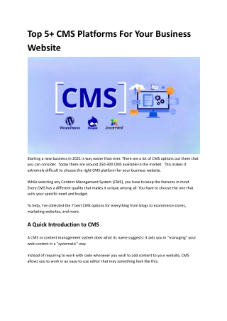 Top 5  CMS Platforms for Your Business Website