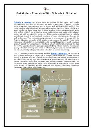 Get Modern Education With Schools in Sonepat