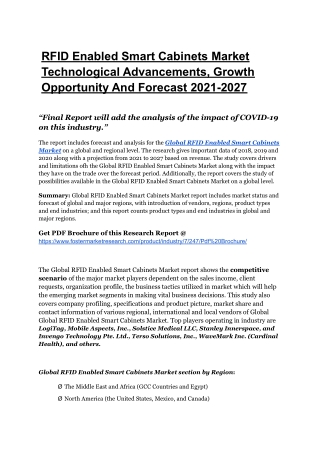 RFID Enabled Smart Cabinets Market To Register Unwavering Growth By 2027