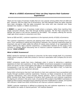 What is a B2B2C eCommerce How can they improve their Customer Experience