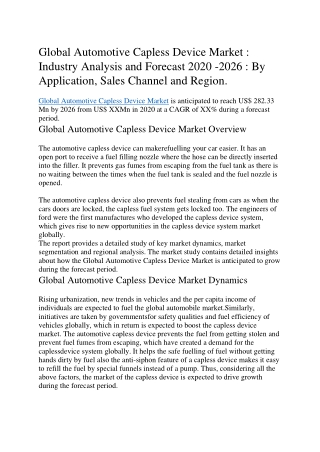 Global Automotive Capless Device Market
