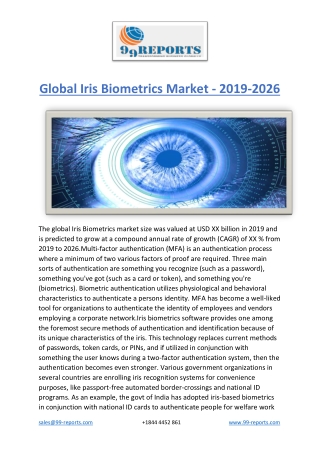 Global Iris Biometrics Market - 2019-2026