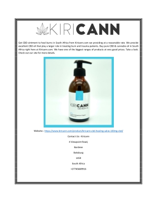 CBD Ointment to Heal Burns  Kiricann.com