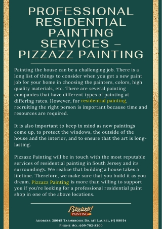 Professional Residential Painting Services – Pizzazz Painting