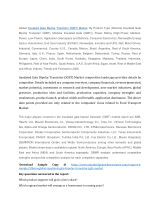 Insulated Gate Bipolar Transistor (IGBT) Market Research Reports, Growth