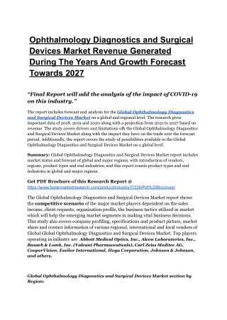Ophthalmology Diagnostics and Surgical Devices Market