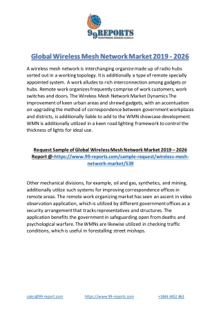 Global Wireless Mesh Network Market 2019 - 2026