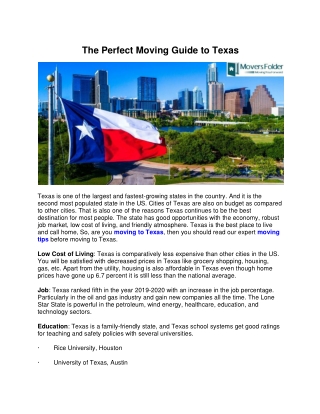 The Perfect Moving Guide to Texas