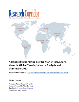 Global Hibiscus Flower Powder Market Size, Share, Growth, Global Trends, 2027