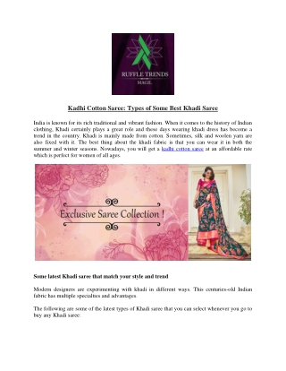 Kadhi Cotton Saree Types of Some Best Khadi Saree-converted
