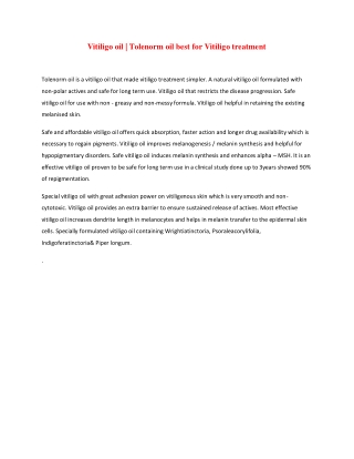 Vitiligo oil | Tolenorm oil best for Vitiligo treatment