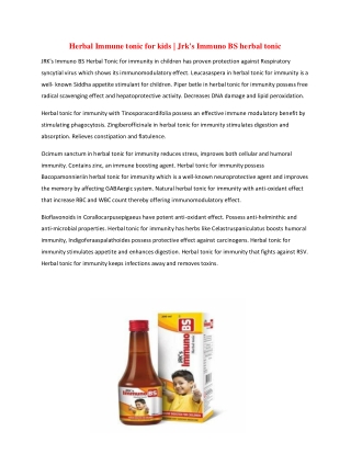 Herbal Immune tonic for kids | Jrk's Immuno BS herbal tonic