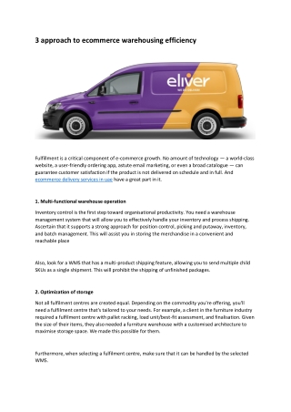3 approach to ecommerce warehousing efficiency
