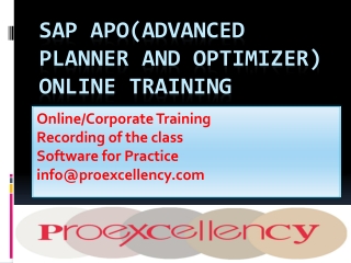 SAP APO(Advanced Planner and Optimizer) Online Training