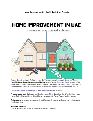 Home Improvement Market Report in Saudi Arabia
