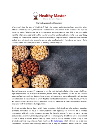 Dry fruits you must eat in summer