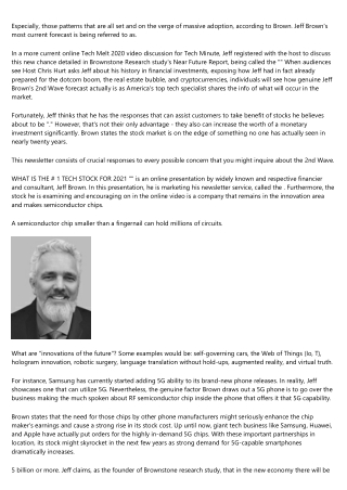 Jeff Brown Second Wave: Near Future Report (Tech Melt 2020)