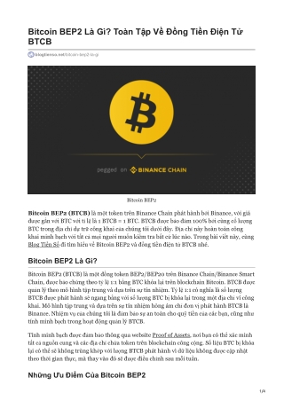 Bitcoin BEP2 Là Gì? Toàn Tập Về Đồng Tiền Điện Tử BTCB