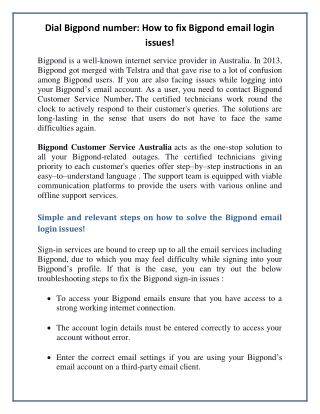 Dial Bigpond number: How to fix Bigpond email login issues!