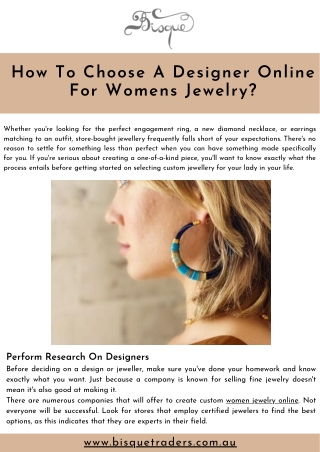 How To Choose A Designer Online For Womens Jewelry