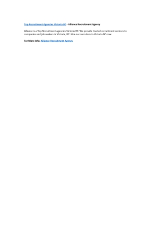 Top recruitment agencies victoria bc