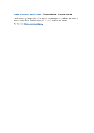 Leading it recruitment agencies toronto