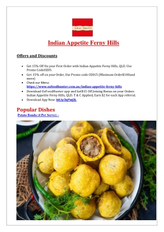15% OFF - Indian Appetite Restaurant Ferny Hills menu, QLD