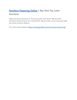 Furniture Financing Online | Buy Now Pay Later Furniture