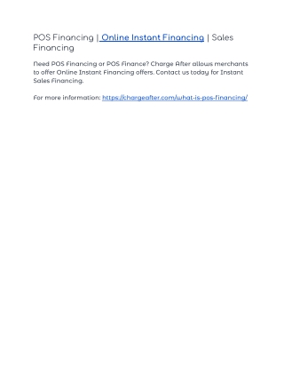 POS Financing | Online Instant Financing | Sales Financing