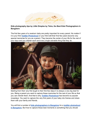 Kids photography tips by Little Dimples by Tisha, the Best Kids Photographers In Bangalore