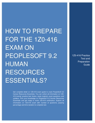 How to prepare for the 1Z0-416 Exam on PeopleSoft 9.2 Human Resources Essentials