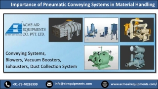 Importance of Pneumatic Conveying Systems in Material Handling