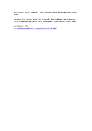 Water Heater Repair Dana Point - Water Damage & Flood Damage Restoration Dana Po