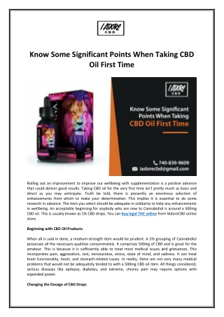 Know Some Significant Points When Taking CBD Oil First Time