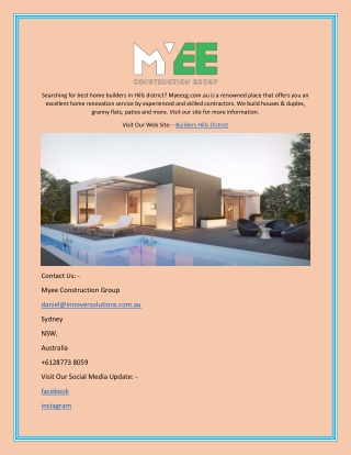 Builders Hills District | Myeecg.com.au