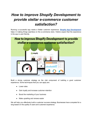 How to improve Shopify Development to provide stellar e-commerce customer satisfaction