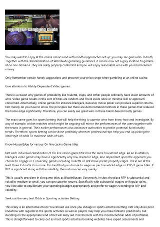 Where Will online casino guide Be 1 Year From Now?