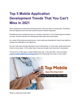 5 Top Mobile App Development Trends That You Can’t Miss in 2021