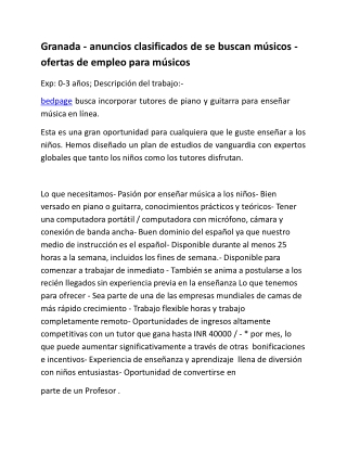 Granada - anuncios clasificados de se buscan músicos - ofertas de empleo para mú